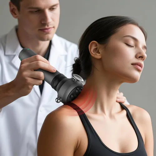 Miniatura 6 de Pistola masajeadora de tejido profundo, pistola de masaje muscular vibratoria inalámbrica, masajeador de mano de liberación rápida para espalda