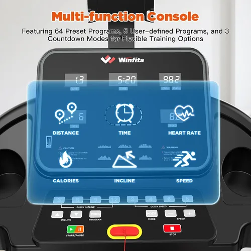 Miniatura 5 de 3.5HP Folding Treadmills for Home with Incline Optional, 300 lbs Capacity, 8.0MPH Speed, 17'' Wide Belt, App Connection, 64 Programs, BMI Detector
