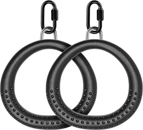SELEWARE Anillos de columpio de trapecio, anillos de gimnasia antideslizantes, anillos de ejercicio para gimnasio en casa, patio de recreo, guerrero