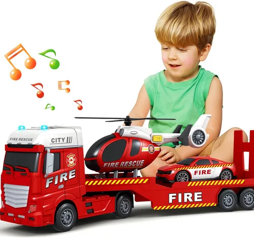 Miniatura 10 de Bstoyder - Juguetes para niños pequeños de 3, 4, 5, 6, 7 años, camión militar semi-escala de 63,5 cm con helicópteros y tanque, juguetes militares