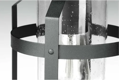 Miniatura 4 de Progress Lighting Haslett Collection - Farol de pared grande con 1 luz de cristal transparente con textura de color negro