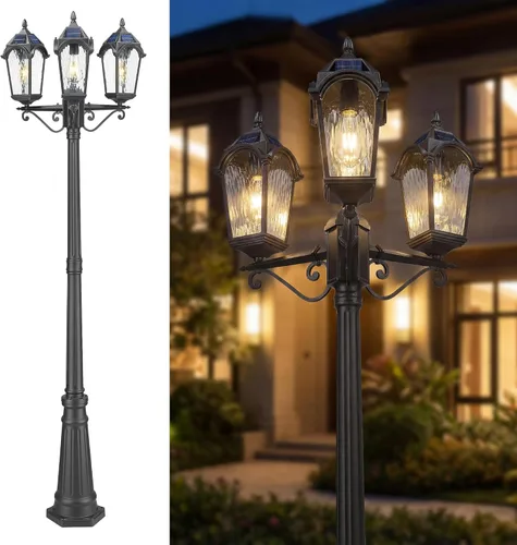 Miniatura 9 de FEMILA Luz de poste al aire libre del atardecer al amanecer, lámpara de poste impermeable, postes de lámpara exterior iluminación exterior