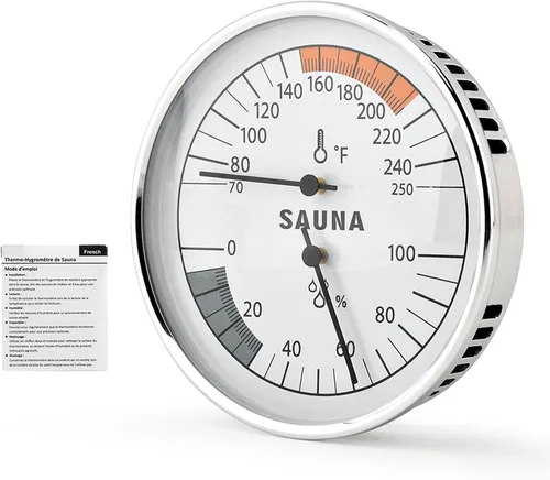 Termómetro higrómetro de sauna 2 en 1, medidor de temperatura de sauna colgante para temperatura de humedad interior, rango de temperatura 70-250°F,