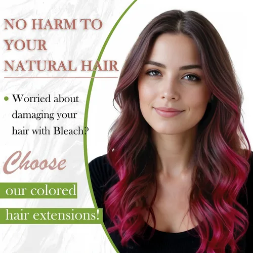 Miniatura 2 de RUNATURE Extensiones de cabello humano color rosa con cinta adhesiva, 12 pulgadas, 0.71 oz, 10 unidades, extensiones de cabello humano color rosa