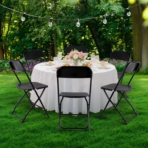 Miniatura 2 de Paquete de 10 sillas plegables negras, silla plegable comercial apilable portátil, silla plegable de plástico para interiores y exteriores
