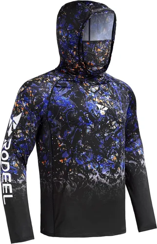 Miniatura 25 de Rodeel - Camisa de pesca para hombre con manga larga, UPF 50+, rendimiento de alto rendimiento para senderismo, con máscara, protección UV