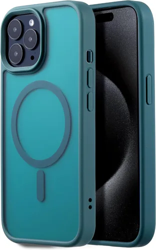 Miniatura 26 de Tigowos - Funda magnética para iPhone 15, resistente a las caídas, sensación de piel mate, a prueba de golpes, delgada, negro mate