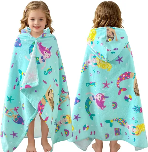 Miniatura 8 de VOOVA & MOVAS Toalla de playa con capucha para niños de 3 a 8 años, 30 x 50 pulgadas, suave, gruesa, grande, 100% algodón, absorbente para playa