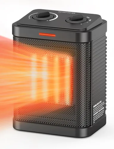Calentador de espacio de 1500 W para uso en interiores, calentador de cerámica PTC con termostato, calentador de espacio pequeño 3 modos, calentador