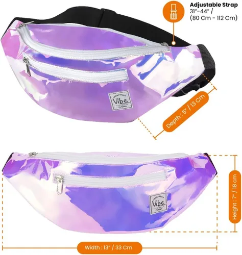 Miniatura 3 de Riñonera Vibe Festival Gear para hombre y mujer, muchos estampados, negro holográfico, plateado, dorado, bonita riñonera para festival rave