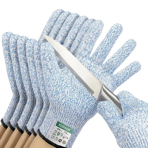 Miniatura 7 de Kebada Guantes resistentes a cortes, guantes de corte ANSI A2, revestimiento de poliuretano, pantalla táctil, modelo multiusos C2, 1 par, grande Gris