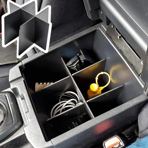 Miniatura 7 de EDBETOS Organizador de accesorios de consola central compatible con Toyota Tacoma 2016-2019 2020 2021 2022 2023, reposabrazos de material ABS, Negro