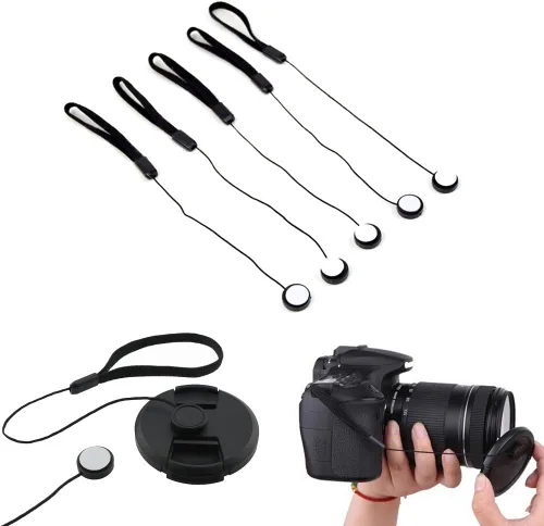 VizGiz Paquete de 5 correas para lente de cámara, cordón antipérdida, autoadhesivas, para canon, Sony, Nikon, Sigma, Tamron, lentes de cámara réflex