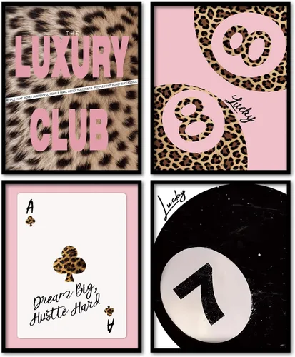 Miniatura 10 de KDHTY Juego de 4 Impresiones Artísticas de Pared Retro Rojas de Moda, Pósters de Arte de Pared Funky Retro Y2K Leopardo Caja de Cerillas Estrella