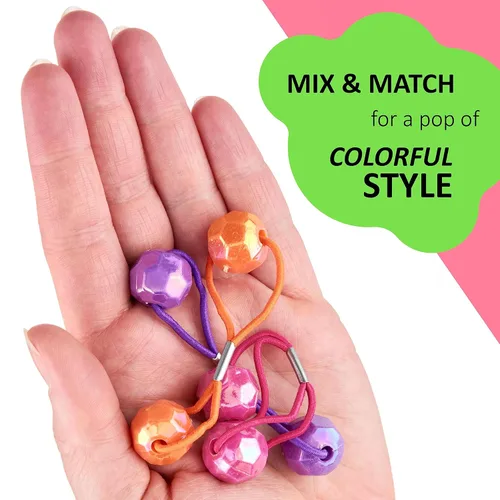 Miniatura 3 de Colección de 20 piezas de coleteros, bolas de cola de caballo, gomas elásticas, cuentas de pelo de 18 mm redondas, opacas, multicolores, dobles