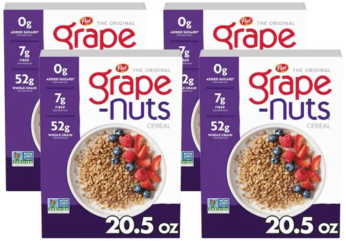 Miniatura 12 de Grape-Nuts Cereal de desayuno original, cereal crujiente de trigo integral y cebada, proyecto verificado sin OMG, caja de 20.5 onzas