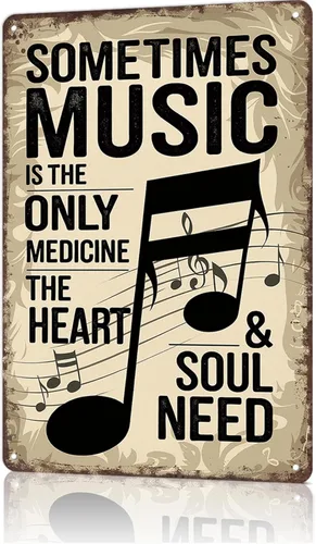 Vintage Metal Signs Retro Musical Note Metal Wall Art-Funny Poster Wall Art for Home Living Room Garage Bar Decor 8X12inch