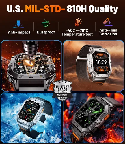 Miniatura 6 de LIGE Relojes inteligentes militares para hombre (respuesta/hacer llamadas), batería de 100 días, reloj inteligente AMOLED de 2.13 pulgadas