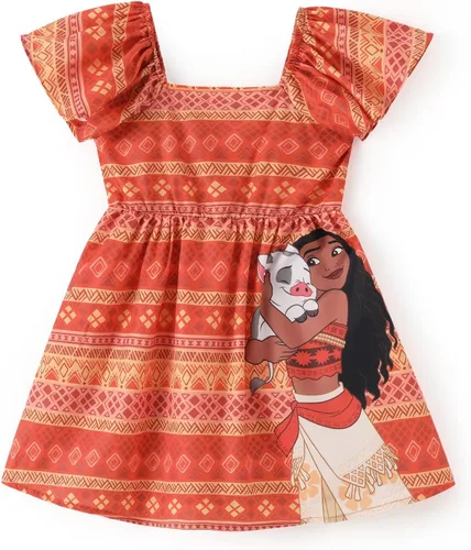 Miniatura 6 de Disney Stitch Minnie Frozen Elsa - Vestido de princesa sin espalda para niñas, hombros descubiertos, manga corta, cintura ceñida, ropa para niños