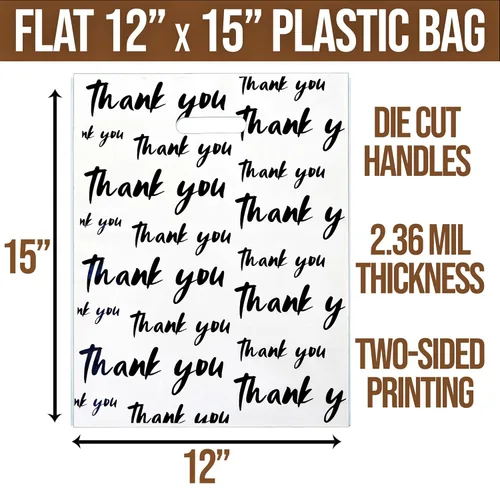 Miniatura 2 de Paquete de 25 bolsas de plástico de alta calidad de 12 x 15 pulgadas de color blanco y negro para pequeñas empresas, bolsas de plástico de grosor