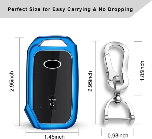Miniatura 5 de QBUC Funda para llavero KIA, funda para llavero con llavero para Kia Ceed Cerato Forte, etc. (1 botón o no solo en la superficie frontal) (azul)