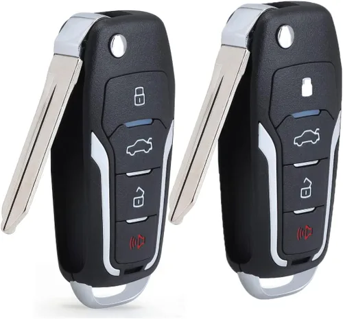Beefunny Par de Repuesto Mejorado de Llave de Coche Plegable con Control Remoto 315MHz Chip 4D63 para Ford Lincoln Mercury CWTWB1U345, CWTWB1U331,