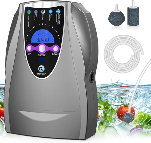 Miniatura 8 de VTAR Máquina de ozono, máquina multiusos de ozono de 500 mg/h purifica aire, agua, frutas, verduras, cepillos de dientes, acuario. Dispositivo Gris