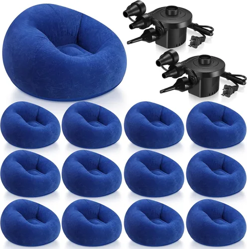 Miniatura 15 de Realspring 6, 9, 12 piezas de puf inflables para adultos con bomba de aire eléctrica, sofá plegable portátil inflable para acampar nocturno de cine