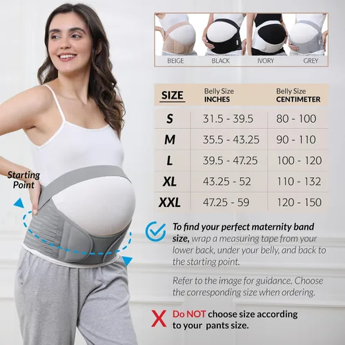 Miniatura 11 de NeoTech Care Cinturón de maternidad para embarazo, soporte para espalda, abdomen, cintura, pelvis (talla L, color marfil)