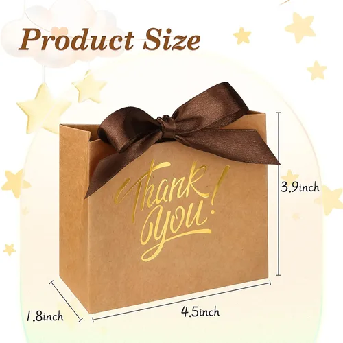Miniatura 4 de Paquete de 60 pequeñas bolsas de regalo de agradecimiento, 4.5 x 1.8 x 3.9 pulgadas, cajas de regalo de fiesta con cinta de lazo, pequeñas bolsas