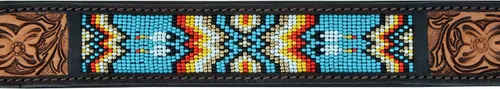 Miniatura 4 de Collar de cuero para perro, estilo occidental, resistente, manual, ajustable, con cuentas y acolchado, suave para cachorros y perros grandes, 10AB011