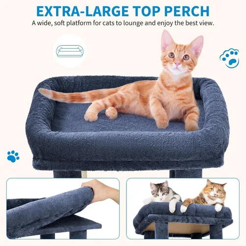 Miniatura 5 de Torre grande de árbol para gatos de 61 pulgadas para gatos de interior, condominio para gatos de varios niveles de servicio pesado para Maine Coon