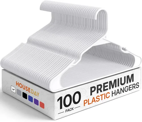 Miniatura 20 de HOUSE DAY Perchas de Plástico Premium Paquete de 10, Perchas para Ropa que Ahorran Espacio, Colgador Resistente para Abrigos - Organizadores