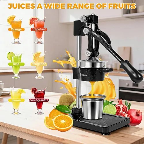 Miniatura 7 de Exprimidor de cítricos de hierro fundido, exprimidor de frutas de alta resistencia con piezas de acero inoxidable fácil de limpiar y base estable