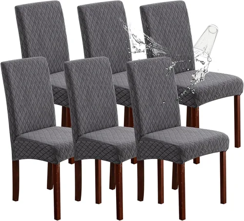 Miniatura 37 de Genina Fundas impermeables para sillas de comedor, fundas elásticas de jacquard para sillas de comedor, extraíbles y lavables, protector de silla