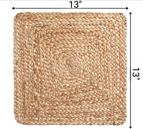 Miniatura 3 de Manteles individuales trenzados de yute: 13 x 13 pulgadas (juego de 4) reversible diseño vintage de granja, 100% material de yute, manteles