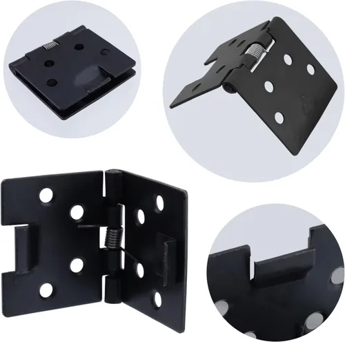 Miniatura 4 de Bisagra de resorte de apertura automática cuadrada negra de 90 grados pequeña de 2 pulgadas de longitud, con tornillos, bisagra de resorte de metal
