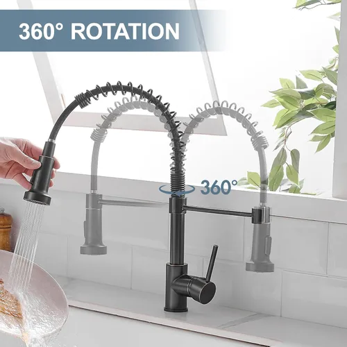 Miniatura 4 de Grifo de cocina de bronce aceitado, AIMADI grifo de cocina comercial de una sola manija y un agujero de bronce con rociador extraíble grifo