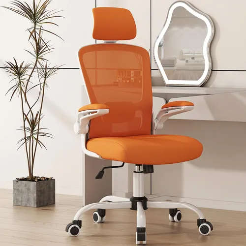 Miniatura 24 de Mimoglad Silla de oficina, silla de escritorio ergonómica de respaldo alto con soporte lumbar ajustable y reposacabezas, silla giratoria con Orquídea