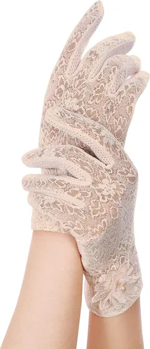 Miniatura 2 de SATINIOR Guantes florales de encaje para mujer, elegantes guantes de encaje cortos, guantes de verano para boda, Halloween, fiesta de cosplay