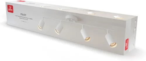 Miniatura 8 de GLOBE Electric 57011 Iluminación de riel de 4 luces, acabado blanco mate, cabezales cilíndricos ajustables, base GU10, regulable, diseño moderno