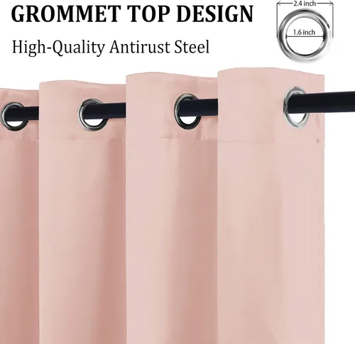 Miniatura 3 de DWCN Cortinas 100% opacas para dormitorio con alzapaños, doble capa, aislamiento térmico, oscurecimiento de la habitación, reducción de ruido, Blanco