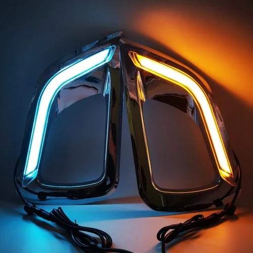 Miniatura 5 de ARAMOX Lámpara de circulación diurna, 2 unids 12V LED diurna luz de dos colores con luz de giro apto para NP300 15-18