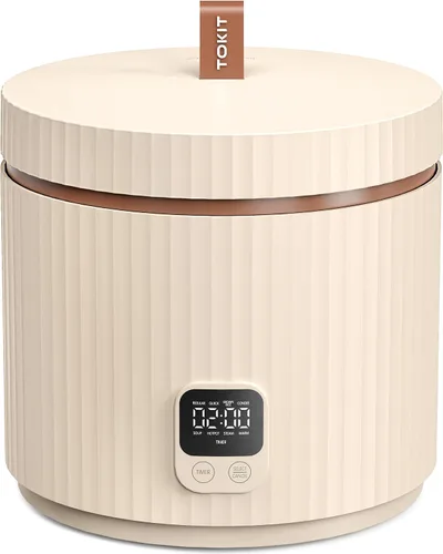 Miniatura 10 de TOKIT Olla Arrocera Pequeña 3 Tazas Sin Cocinar/6 Tazas Cocidas, Olla Arrocera Mini Moderna Multifuncional con Temporizador de 24 H y Calentador