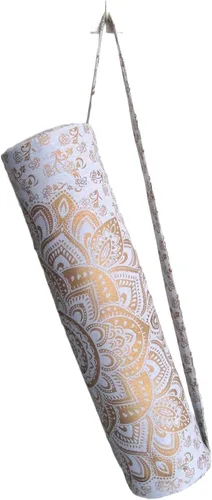ICC - Bolsa de transporte para yoga con mandala, dorada, color negro y dorado, con cremallera completa, para gimnasio, playa, pilates, bolsa de