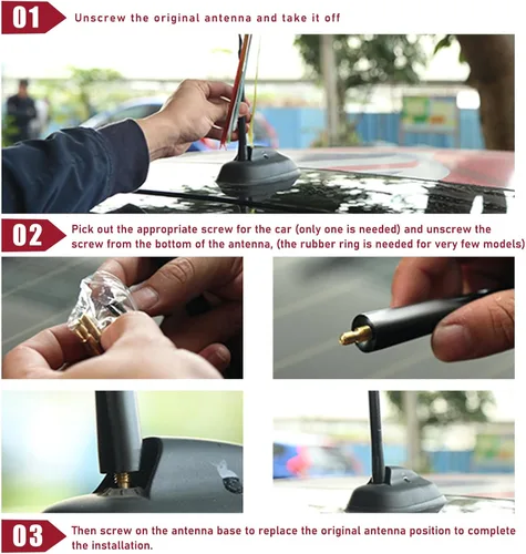 Miniatura 6 de Dickno Antena corta para automóvil, antena de radio de aluminio de 1.37 pulgadas, repuesto de mástil, antena de recepción de radio AM/FM automática