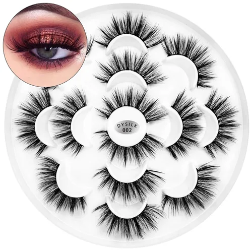 DYSILK Pestañas postizas naturales de visón 6D, aspecto dramático, pestañas postizas esponjosas, extensión de maquillaje, pestañas largas hechas a