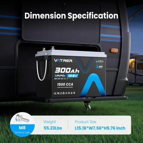 Miniatura 2 de Batería LiFePO4 de 12V 300Ah con corte de baja temperatura, BMS de 200A incorporado, salida de potencia máxima de 2560W, batería de ciclo profundo