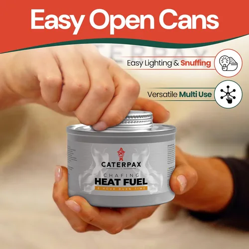 Miniatura 4 de Paquete de 12 latas de combustible de 6 horas para calentadores de alimentos y bandejas de bufé de rozaduras, sin olor, sin humo, mecha