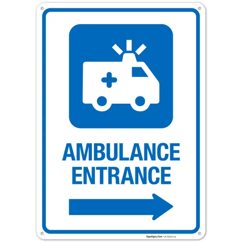 Miniatura 12 de Letrero de hospital de entrada de ambulancia con flecha derecha, 12 x 18 pulgadas, aluminio 063 libre de óxido, resistente a la decoloración